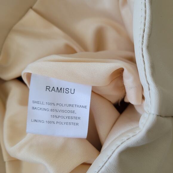 Ramisu Collection Faux Leather Pencil Skirt Front Slit Womens Medium Beige Cream - Picture 9 of 9